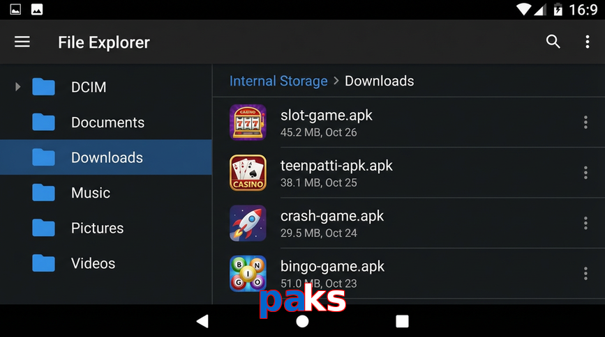 Main screen of Paks gameapk page for PK players